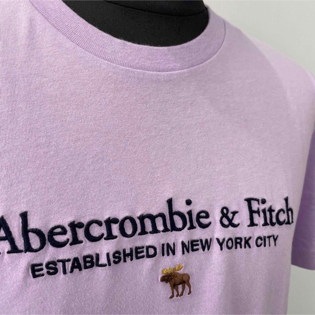 Abercrombie&Fitch(アバクロンビーアンドフィッチ)の新品★アバクロメンズ刺繍ロゴＴシャツパープル★サイズM メンズのトップス(Tシャツ/カットソー(半袖/袖なし))の商品写真