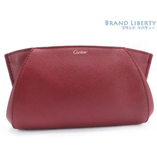 カルティエ(Cartier)の新古品 カルティエ C ドゥ カルティエ ポーチ 小物入れ コスメケース クラッチバッグ レッド ボルドー カーフレザー L3001479 (クラッチバッグ)