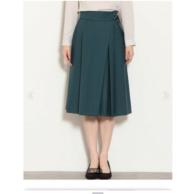 UNITED ARROWS green label relaxing(ユナイテッドアローズグリーンレーベルリラクシング)のグリーンレーベル　ラップフレアスカート  深緑　ダークグリーン　完売品 レディースのスカート(ひざ丈スカート)の商品写真