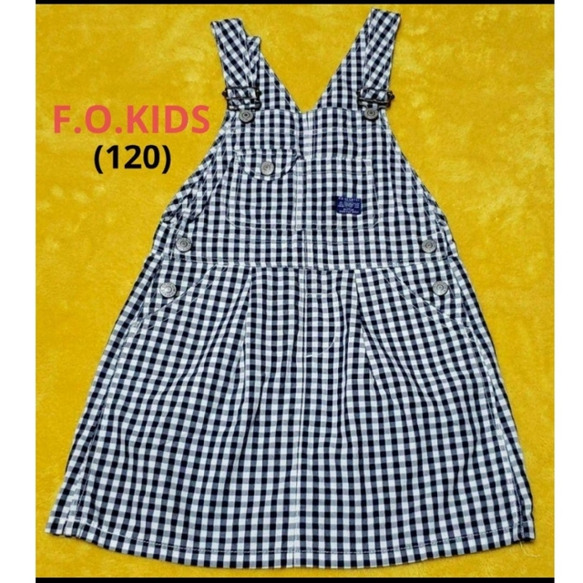 F.O.KIDS(エフオーキッズ)の【再☆お値下げ】F.O.KIDS☆ネイビー×グレー♡サロペットスカート 120 キッズ/ベビー/マタニティのキッズ服女の子用(90cm~)(スカート)の商品写真