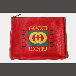 グッチ(Gucci)のGUCCI グッチ ミディアムポートフォリオクラッチバッグ レッド 500981(セカンドバッグ/クラッチバッグ)