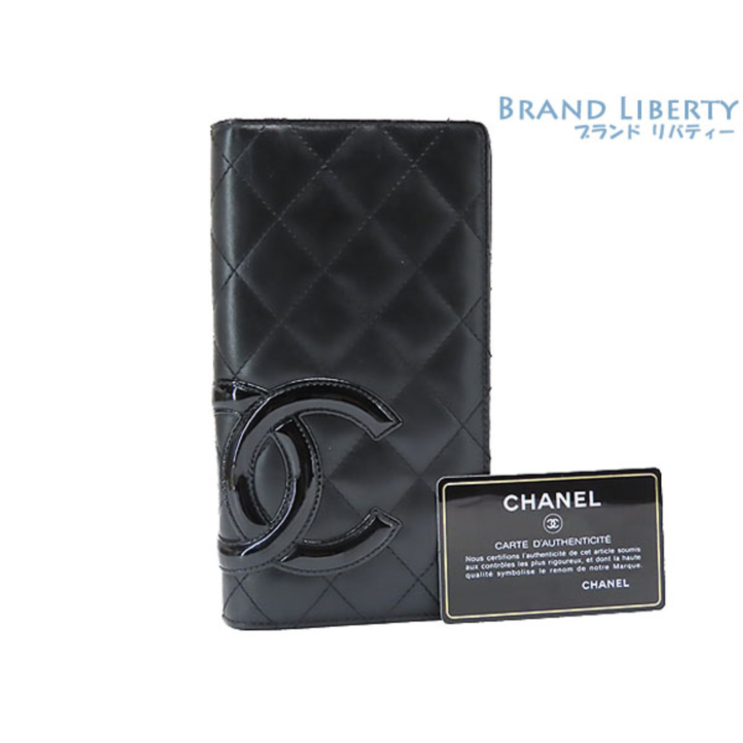CHANEL - 美品 シャネル カンボンライン ココマーク 二つ折り長財布 ブラック カーフスキン A26717
