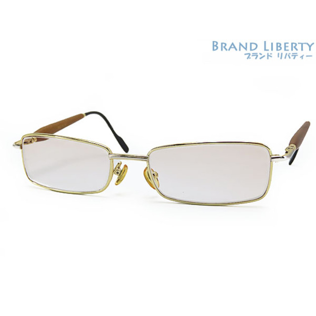 6cmH激レア美品 カルティエ ヴィンテージ ウッドテンプル メガネ 眼鏡 フレーム サングラス アイウェア ゴールド シルバー ブラウン