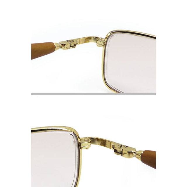 激レア美品 カルティエ ヴィンテージ ウッドテンプル メガネ 眼鏡 フレーム サングラス アイウェア ゴールド シルバー ブラウン 5