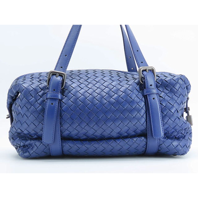 Bottega Veneta(ボッテガヴェネタ)の超美品 ボッテガ ヴェネタ イントレチャート モンテーニュ ミニボストンバッグ ハンドバッグ ショルダーバッグ ネイビー レディースのバッグ(ボストンバッグ)の商品写真