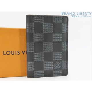 ルイヴィトン(LOUIS VUITTON)の新品同様 ルイヴィトン ダミエ アンフィニ オーガナイザー ドゥ ポッシュ カードケース パスケース 名刺入れ オニキス シルバー N60183(名刺入れ/定期入れ)