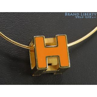 エルメス(Hermes)の美品 エルメス カージュアッシュ Ｈキューブ ネックレス ペンダント チョーカー オレンジ ゴールド (ネックレス)