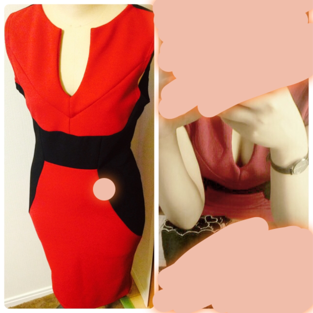 ロング丈 胸元スリット タイト ワンピースドレス レディースのフォーマル/ドレス(その他ドレス)の商品写真