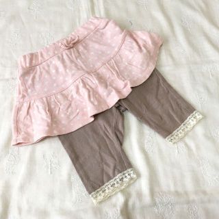 ユニクロ(UNIQLO)のユニクロ★スカッツ 80★ピンク ドット グレージュ(スカート)