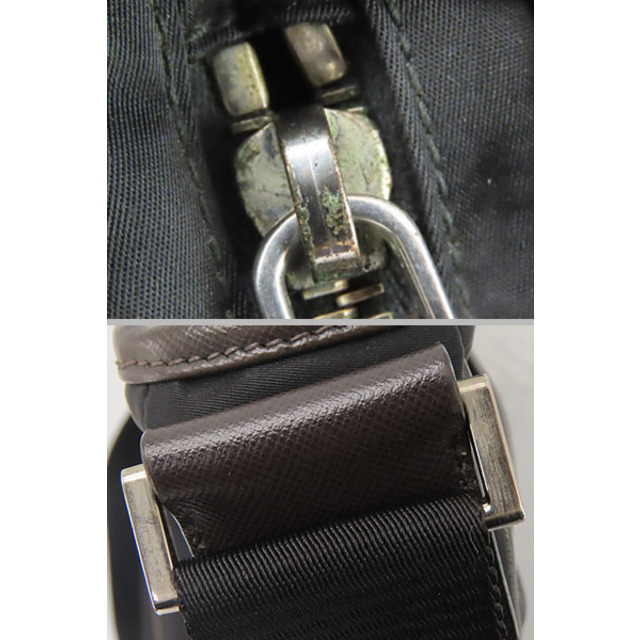 PRADA(プラダ)の美品 プラダ ナイロン 斜め掛けショルダーバッグ メッセンジャーバッグ NERO ブラック ダークブラウン 2VH797 メンズのバッグ(ショルダーバッグ)の商品写真