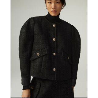 ザラ(ZARA)のZara ショートテクスチャージャケット M(ノーカラージャケット)