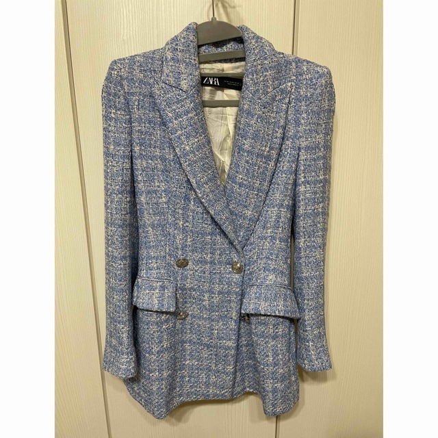 ZARA - ZARA ツイード ジャケット 青 水色 値下げの通販 by ZARA - ZARA ツイード ジャケット 青 水色 値下げの通販 by