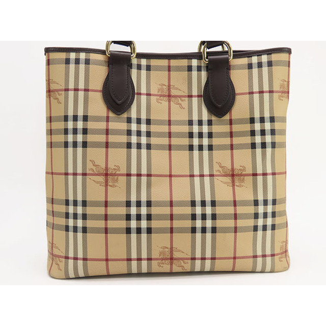 BURBERRY(バーバリー)の美品 バーバリー プローサム ヘイマーケットチェック トートバッグ ハンドバッグ ショルダーバッグ ベージュ ブラウン イタリア製 レディースのバッグ(トートバッグ)の商品写真