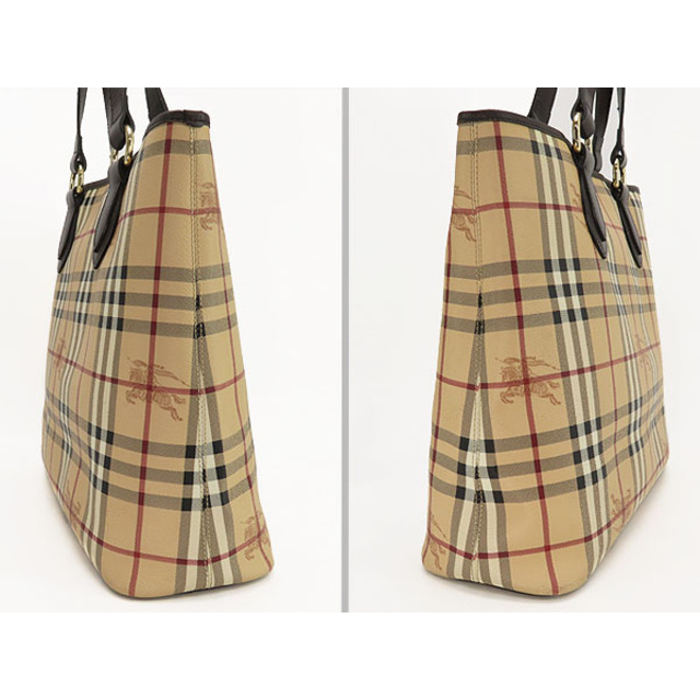 BURBERRY(バーバリー)の美品 バーバリー プローサム ヘイマーケットチェック トートバッグ ハンドバッグ ショルダーバッグ ベージュ ブラウン イタリア製 レディースのバッグ(トートバッグ)の商品写真