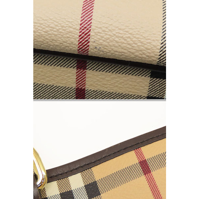 BURBERRY(バーバリー)の美品 バーバリー プローサム ヘイマーケットチェック トートバッグ ハンドバッグ ショルダーバッグ ベージュ ブラウン イタリア製 レディースのバッグ(トートバッグ)の商品写真