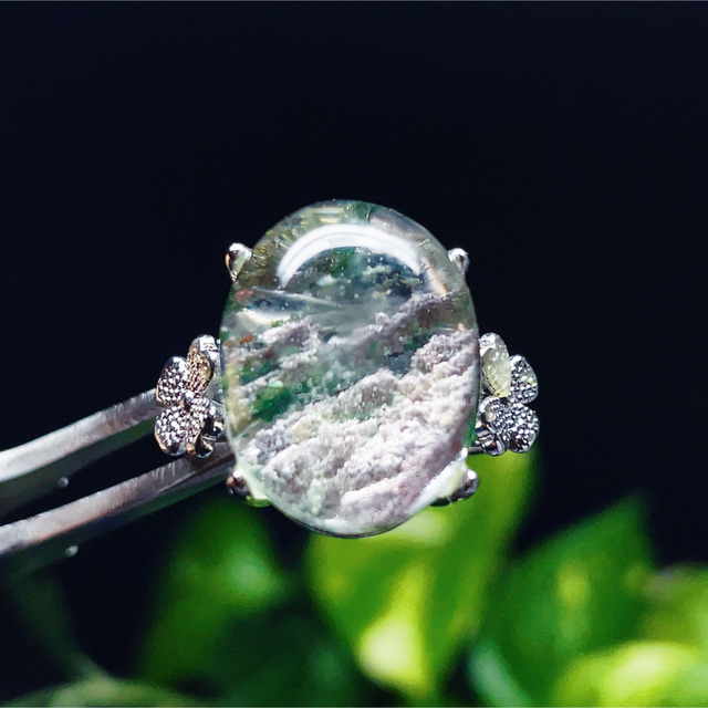 ガーデンクォーツ　リング　シルバーリング 指輪　天然石　水晶　W52