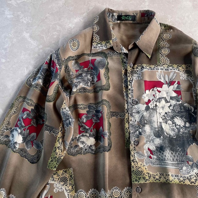 【希少】 used 柄シャツ メンズ 総柄 レトロ vintage