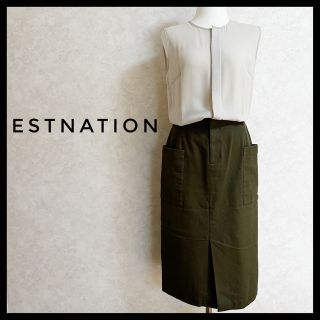 エストネーション(ESTNATION)のESTNATION エストネーション　コンビワンピース　シフォン　カーキ(ひざ丈ワンピース)