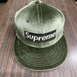 Supreme Velour Box Logo New Era Olive