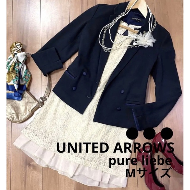 UNITED ARROWS(ユナイテッドアローズ)のUNITED ARROWS  テーラードジャケット レースワンピース 訳あり M レディースのフォーマル/ドレス(スーツ)の商品写真