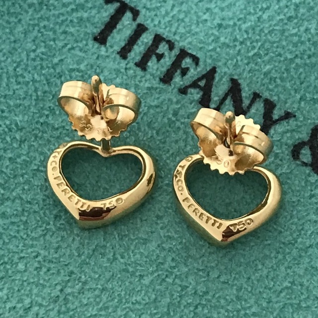 【美品】TIFFANY ティファニー K18YG オープンハート ピアス