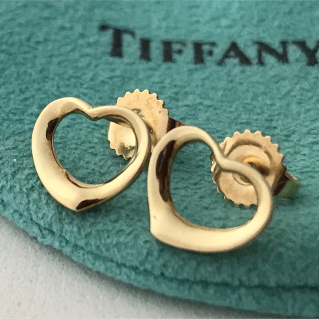 【美品】TIFFANY ティファニー K18YG オープンハート ピアス