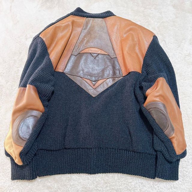 激レア】jean michel cropsal ニット レザー ジャケットの通販 激レア】jean michel cropsal ニット レザー ジャケットの通販