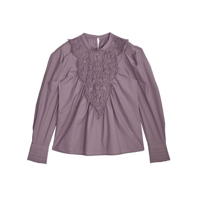 Ameri VINTAGE(アメリヴィンテージ)の完売色 新品 AMERI CHEST LACE TUCK BLOUSE パープル レディースのトップス(シャツ/ブラウス(長袖/七分))の商品写真