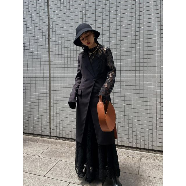 完売新品 AMERI UND SUIT DOCKING LACE DRESS 黒ドレス
