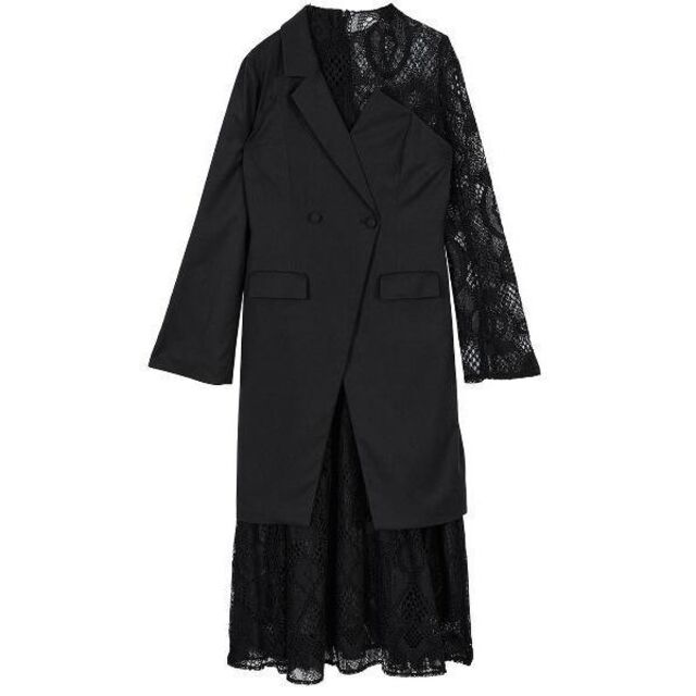 Ameri VINTAGE - 完売新品 AMERI UND SUIT DOCKING LACE DRESS 黒の