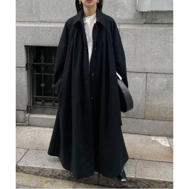 Ameri VINTAGE(アメリヴィンテージ)のS UND FRONT GATHER OPEN SLEEVE COAT ブラック レディースのジャケット/アウター(ロングコート)の商品写真