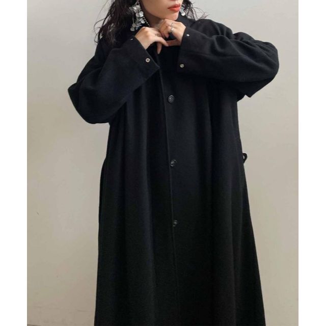 Ameri VINTAGE(アメリヴィンテージ)のS UND FRONT GATHER OPEN SLEEVE COAT ブラック レディースのジャケット/アウター(ロングコート)の商品写真