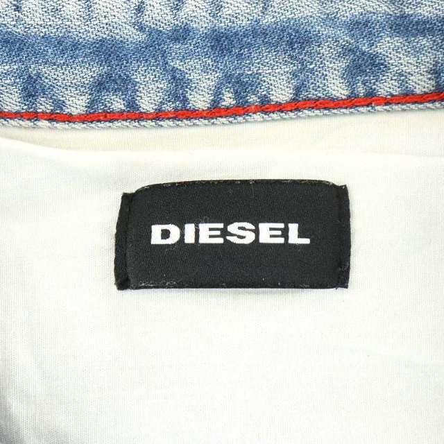 DIESEL(ディーゼル)のDIESEL デニムシャツ ウエスタン 長袖 ウォッシュド加工 ロゴ S 青 メンズのトップス(シャツ)の商品写真