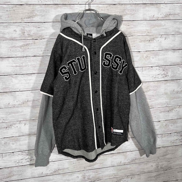 STUSSY - 『希少』STUSSY ベースボールシャツ レイヤードパーカー