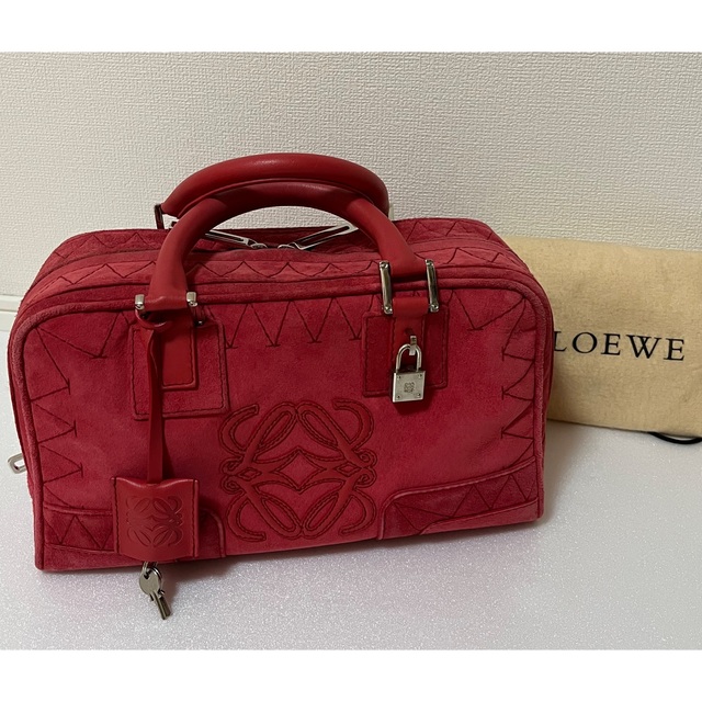 希少】LOEWE ロエベ アマソナ スエード ハンドバッグ-