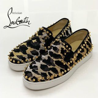 クリスチャンルブタン(Christian Louboutin)の6074 クリスチャンルブタン ピックボート スパイク ファブリック レオパード(スリッポン/モカシン)