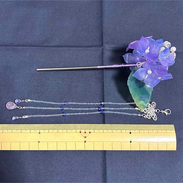 かんざし 224 紫陽花の簪　あじさい　ハンドメイド　レジン　プラ板