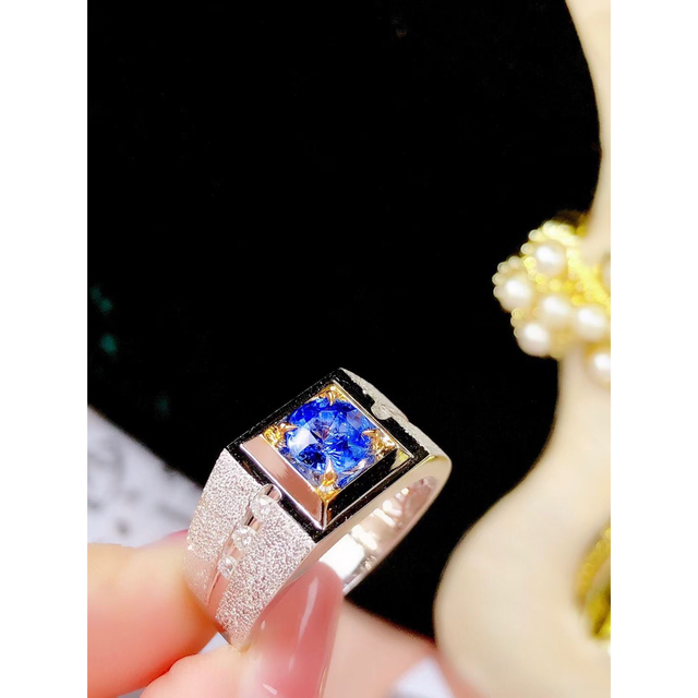 天然 ブルーサファイア ダイヤ リング1ct k18 ¥
