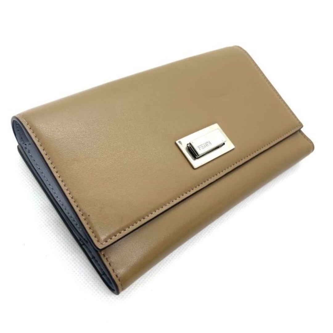 FENDI - 【美品】フェンディ 長財布 ピーカブー レザー ブラウン