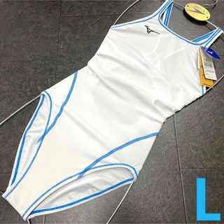 ミズノ(MIZUNO)のミズノ　女性用　エクサースーツ　ホワイト×ブルー　Lサイズ　新品(水着)