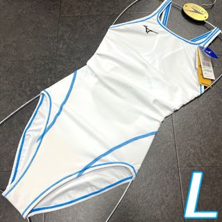 ミズノ(MIZUNO)のミズノ　女性用　エクサースーツ　ホワイト×ブルー　Lサイズ　新品(水着)