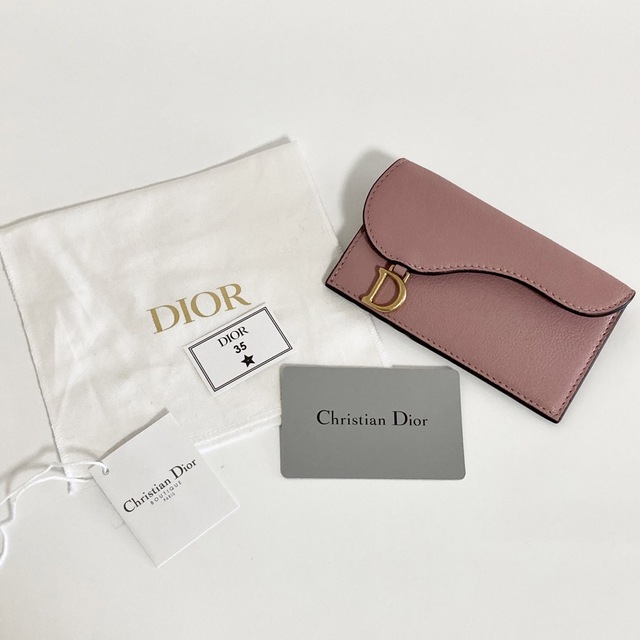 ファッション小物DIOR カードケース コインケース 小銭入レザー サドル ピンク ゴールド金具