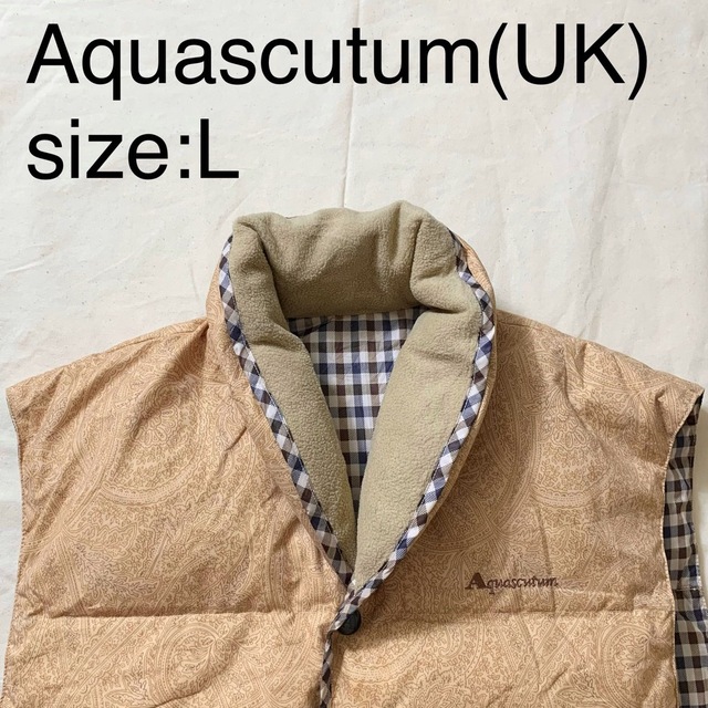 珍品！Aquascutum(UK)ビンテージペイズリー総柄ダウンベスト