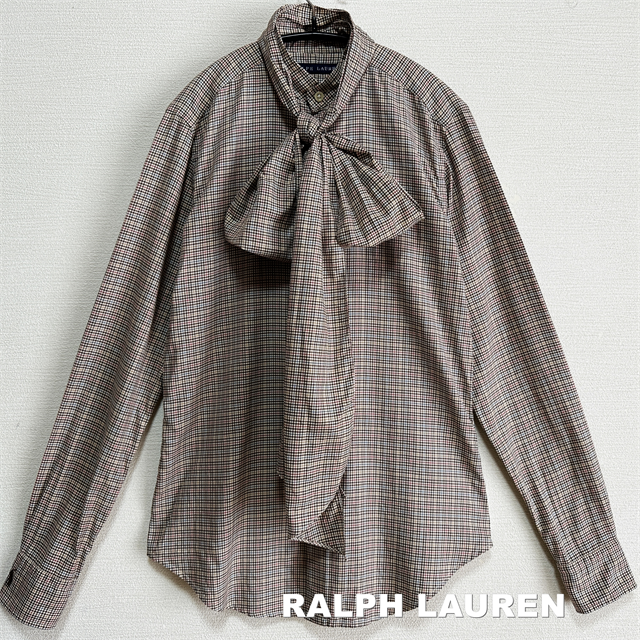 Ralph Lauren(ラルフローレン)の【RALPH LAUREN】ラルフローレン 刺繍ロゴ ロングリボン シャツ レディースのトップス(シャツ/ブラウス(長袖/七分))の商品写真