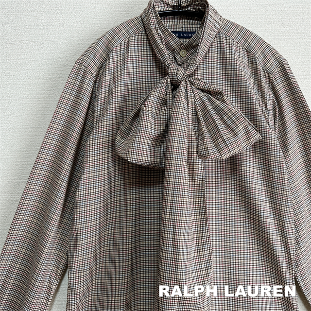 Ralph Lauren(ラルフローレン)の【RALPH LAUREN】ラルフローレン 刺繍ロゴ ロングリボン シャツ レディースのトップス(シャツ/ブラウス(長袖/七分))の商品写真