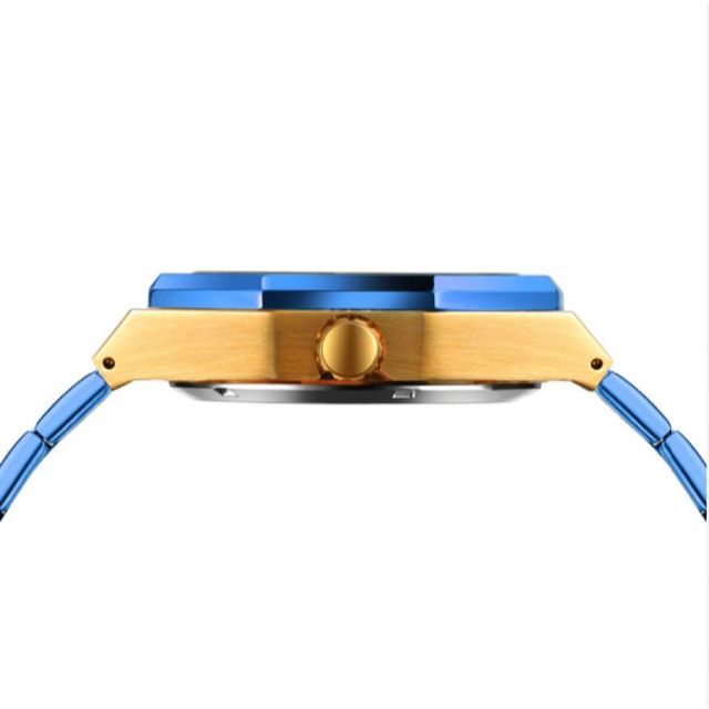 新品 送料無料 3D フルスケルトン 自動巻き メンズ 腕時計 ブルー ゴールド