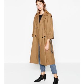 ザラ(ZARA)のZARA ベルト付き トレンチコート Ｌサイズ(トレンチコート)