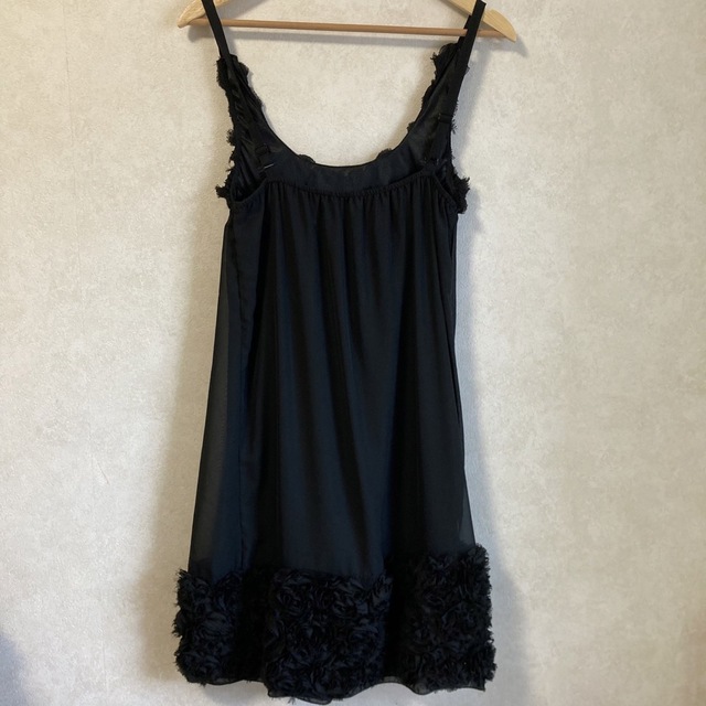 【美品】パーティードレス　膝下丈　ブラック　黒　M レディースのフォーマル/ドレス(ミディアムドレス)の商品写真