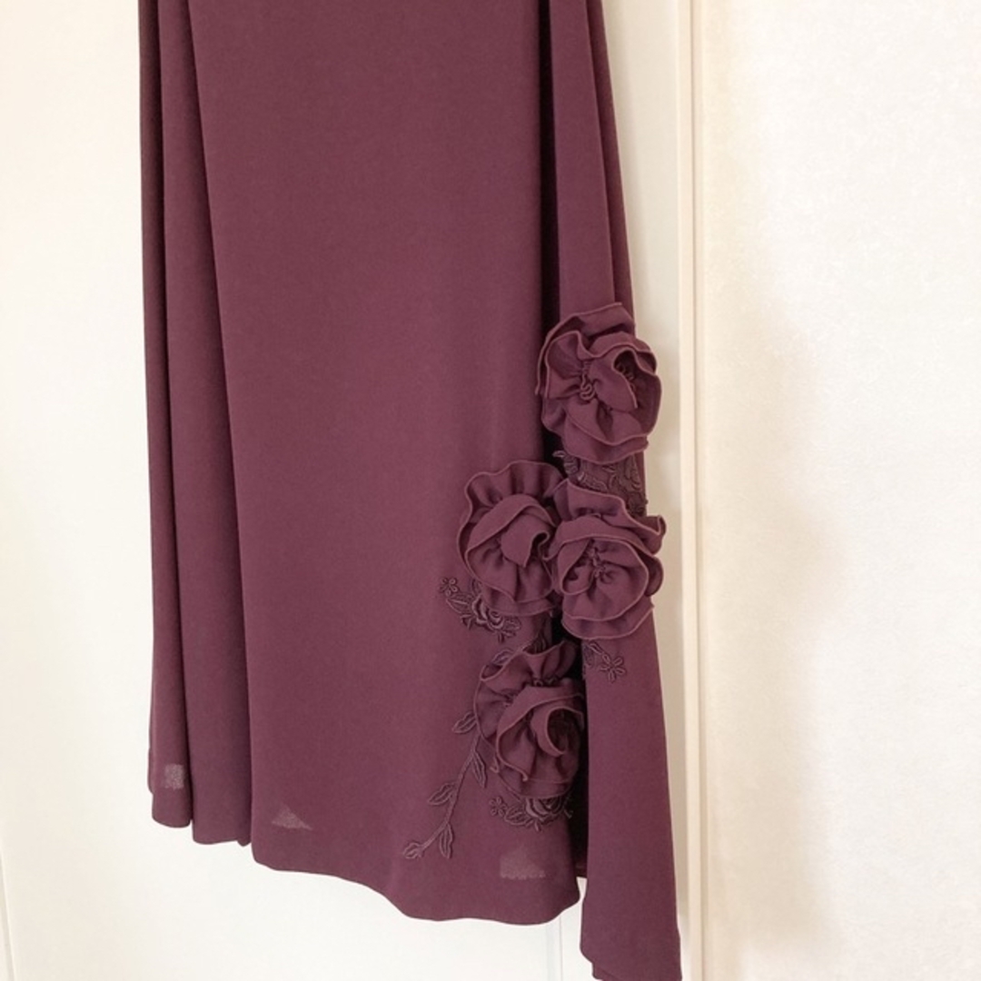 ロングスカートスーツ　紫色　M  昭和レトロ　薔薇柄 レディースのフォーマル/ドレス(スーツ)の商品写真