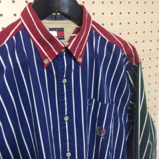 トミーヒルフィガー(TOMMY HILFIGER)の90s 古着 TOMMY HILFIGER ストライプBDシャツ マルチカラー (シャツ)